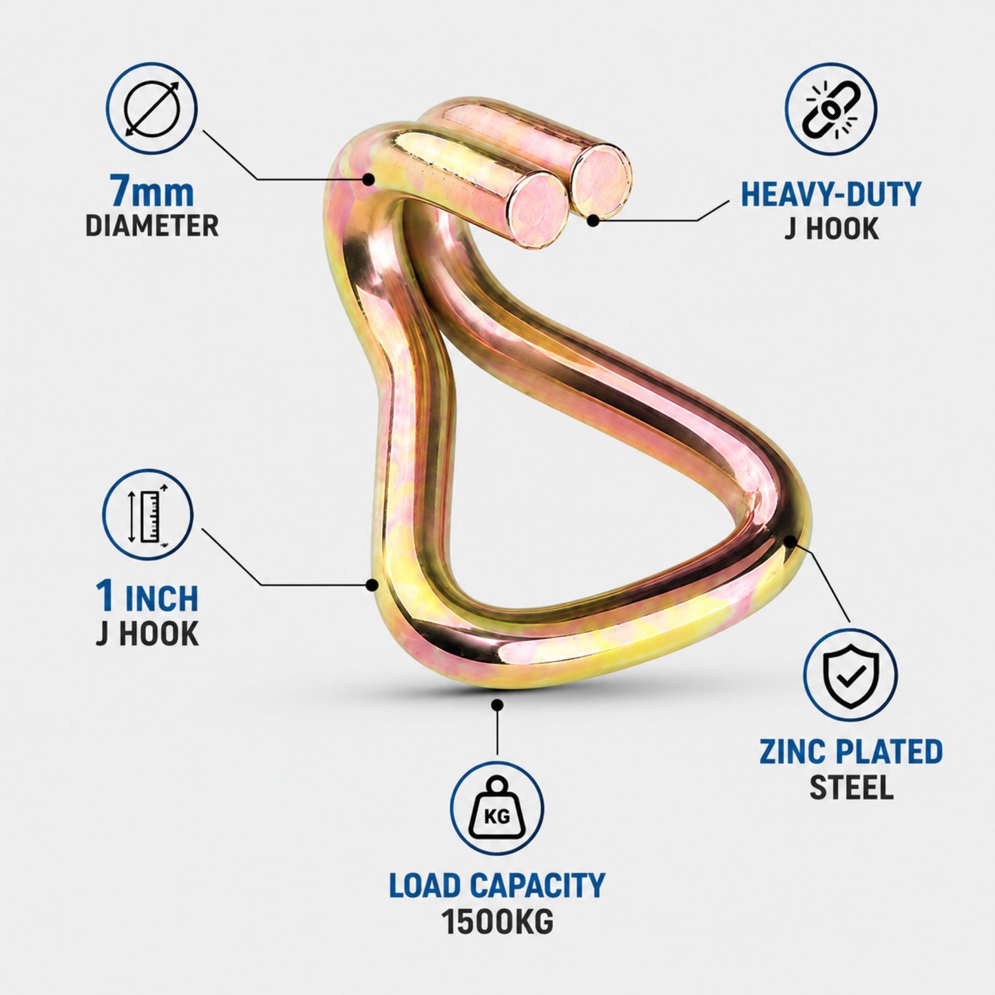 Mild Steel 1 Inch J Hooks Heavy Duty Ratchet Straps