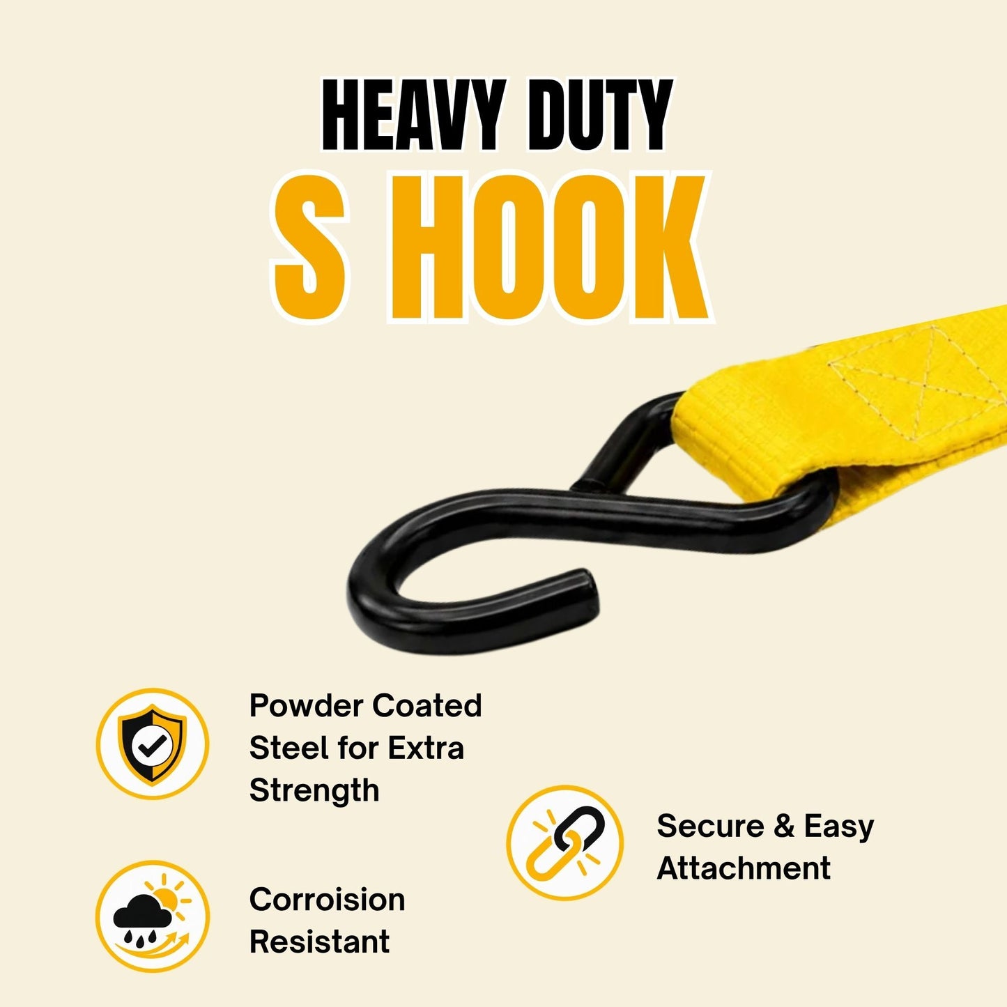 1" x 15' Ratchet Strap w/ S-Hook