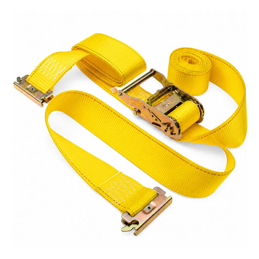 2" x 20' E Track Ratcheting Strap Heavy Duty Cargo Tie Downs, Durable Polyester Straps