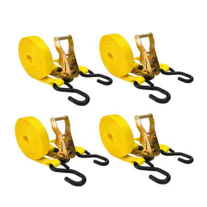 25mm x 15 Ft Heavy Duty Ratchet Tie Down Straps with S Hooks