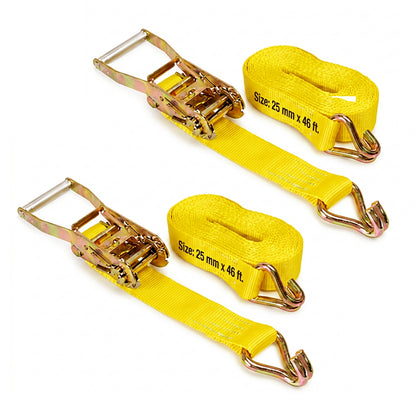 25mm x 46 Ft Heavy Duty Ratchet Straps with J Hooks