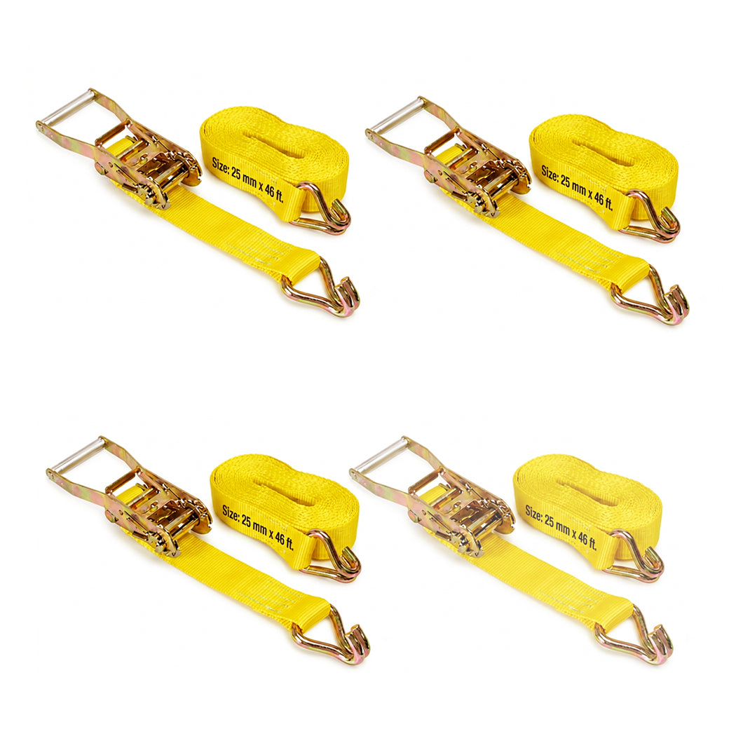 25mm x 46 Ft Heavy Duty Ratchet Straps with J Hooks