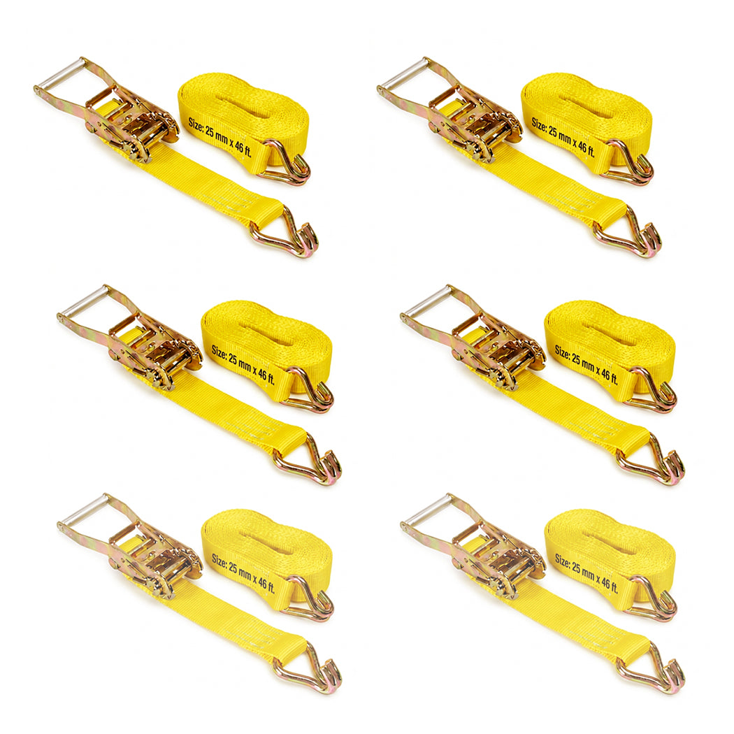 25mm x 46 Ft Heavy Duty Ratchet Straps with J Hooks