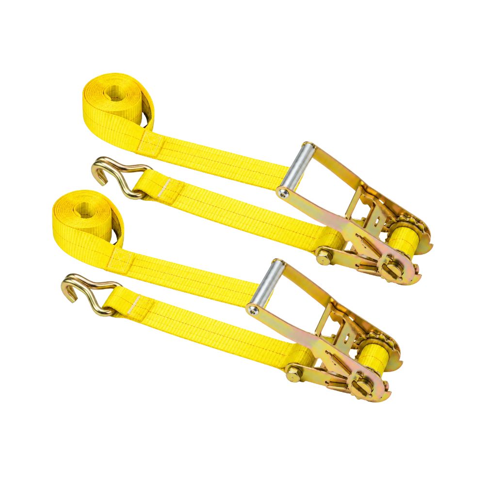 Medium 2" x 10' Ratchet Strap with Wire/Double J Hook | WLL 1500 lbs