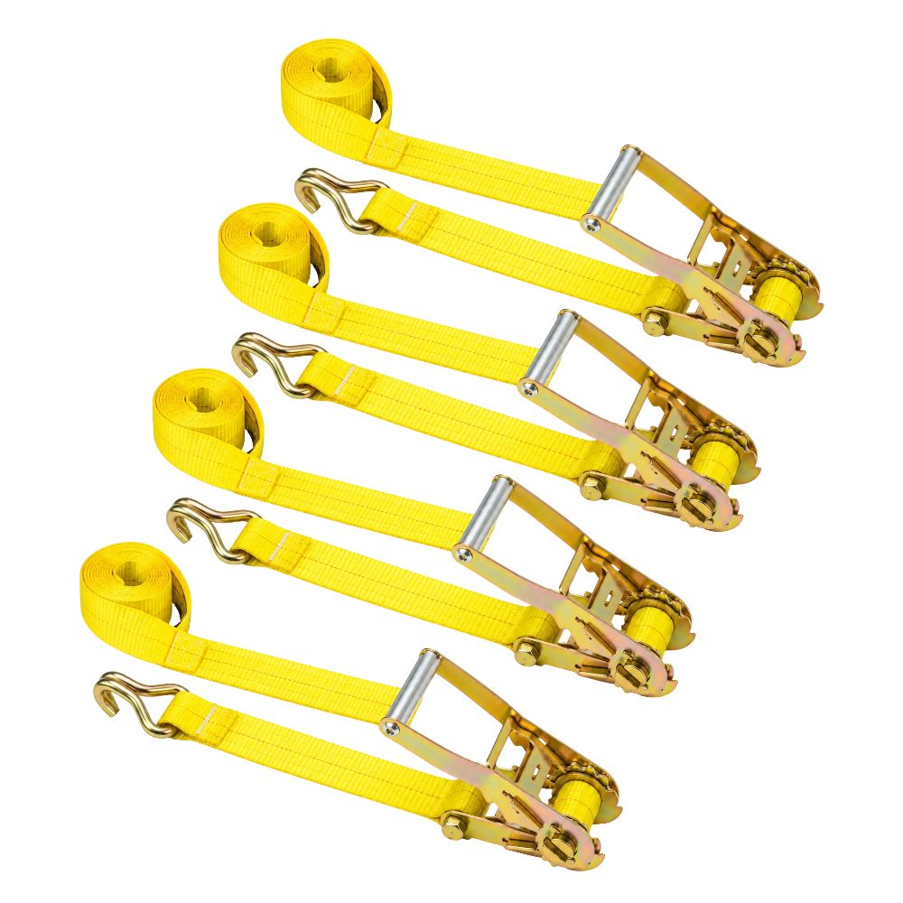 Medium 2" x 10' Ratchet Strap with Wire/Double J Hook | WLL 1500 lbs