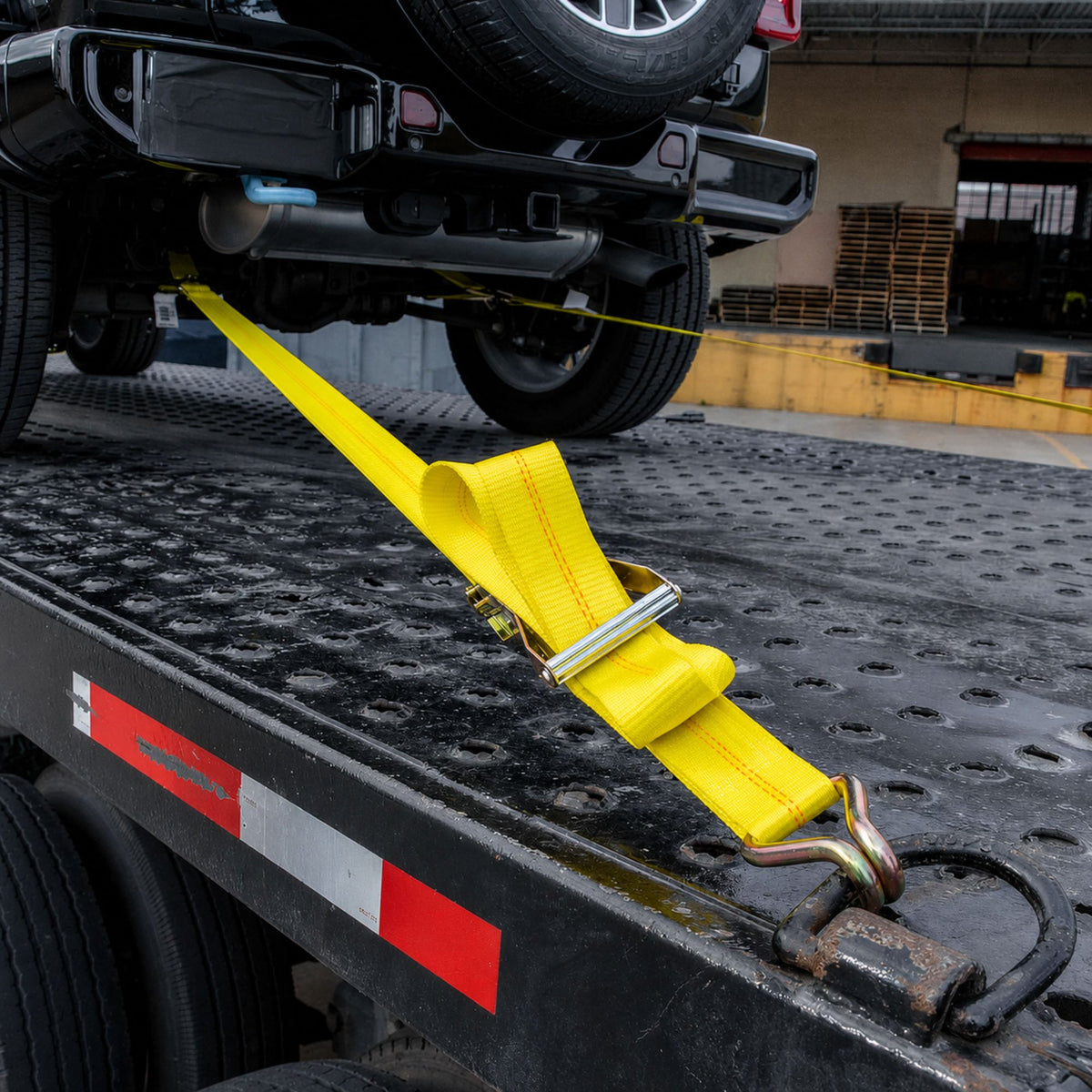 2" x 30' Ratchet Strap w/ Wire Hooks | WLL 3335 lbs