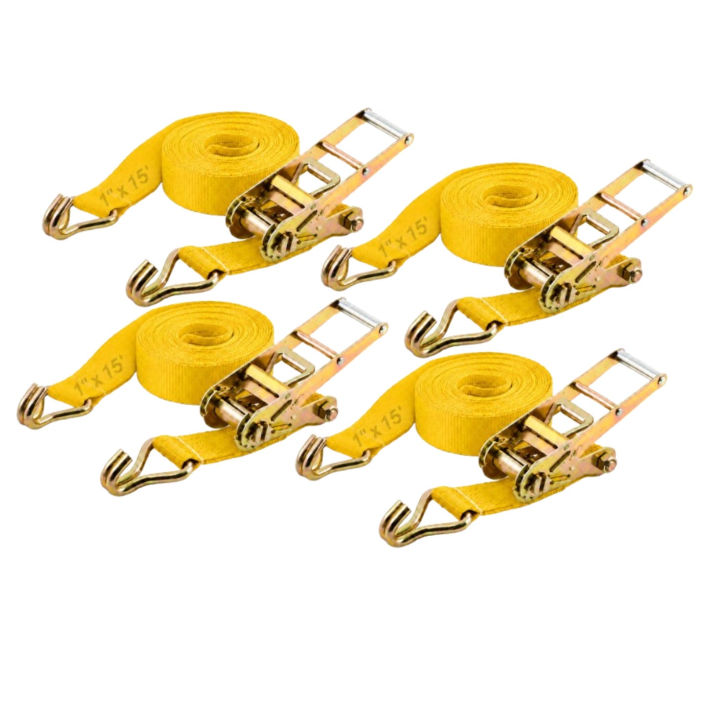 25mm x 15 Ft Heavy Duty Ratchet Tie Down Strap with J Hooks