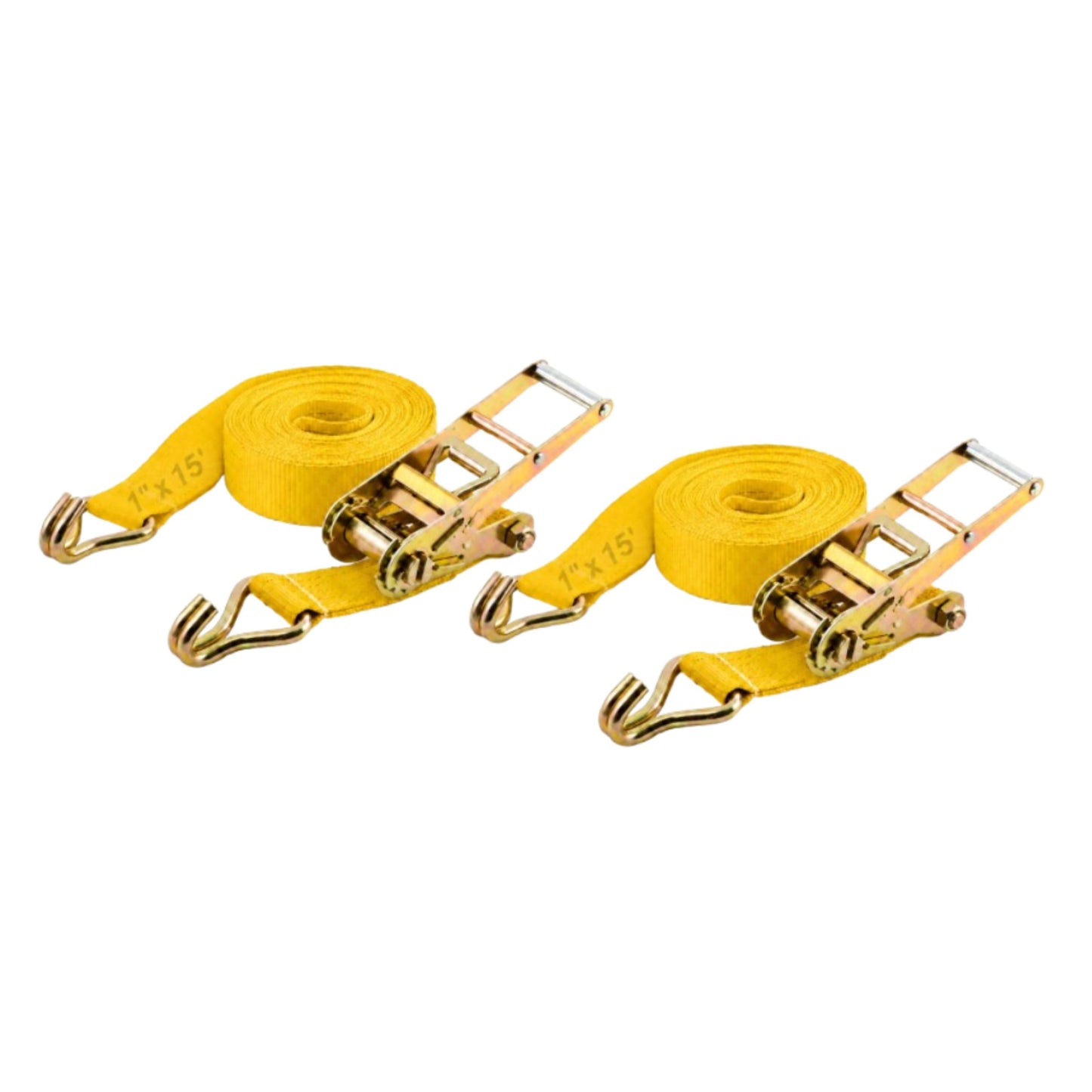 25mm x 15 Ft Heavy Duty Ratchet Tie Down Strap with J Hooks