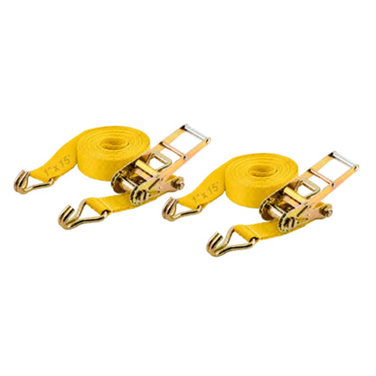 25mm x 15 Ft Heavy Duty Ratchet Tie Down Strap with J Hooks