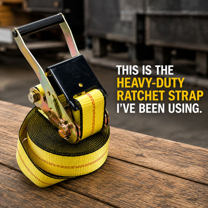 2" x 30' Ratchet Strap with Flat Hooks | WLL 3335 lbs