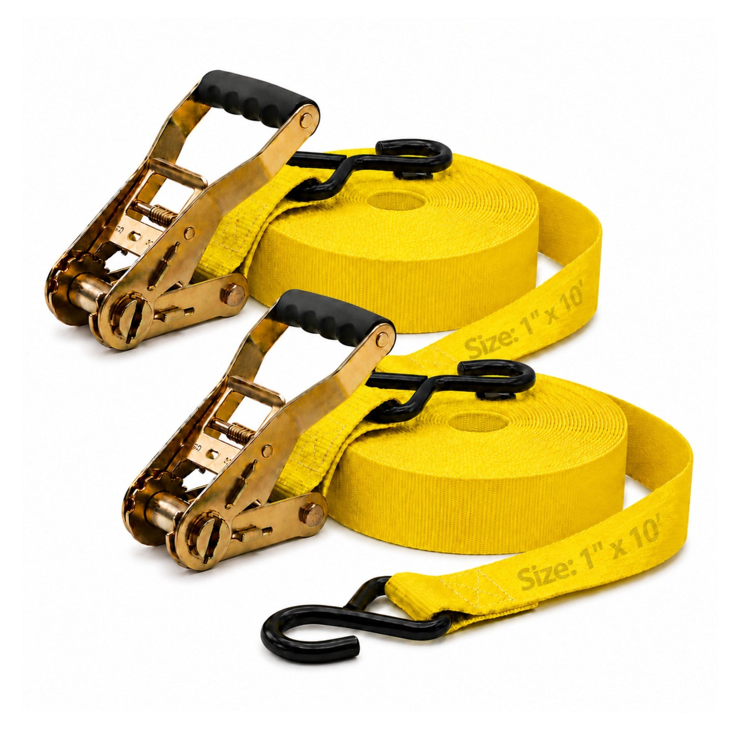 25mm x 10 Ft Heavy Duty Ratchet Tie Down Straps with S Hooks
