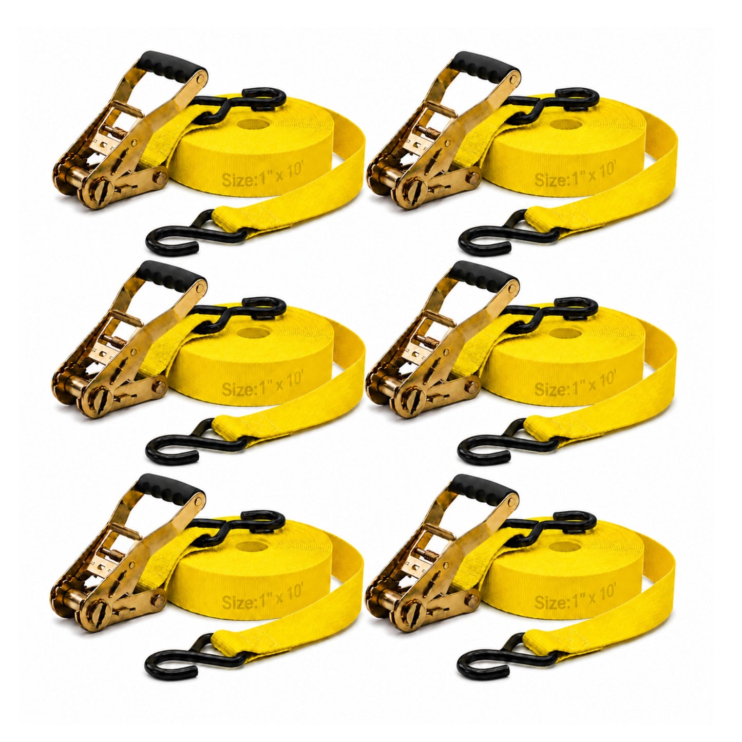 25mm x 10 Ft Heavy Duty Ratchet Tie Down Straps with S Hooks