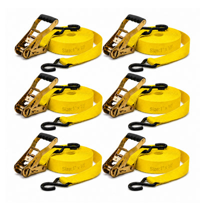 25mm x 10 Ft Heavy Duty Ratchet Tie Down Straps with S Hooks