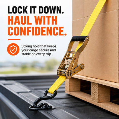 25mm x 10 Ft Heavy Duty Ratchet Tie Down Straps with S Hooks