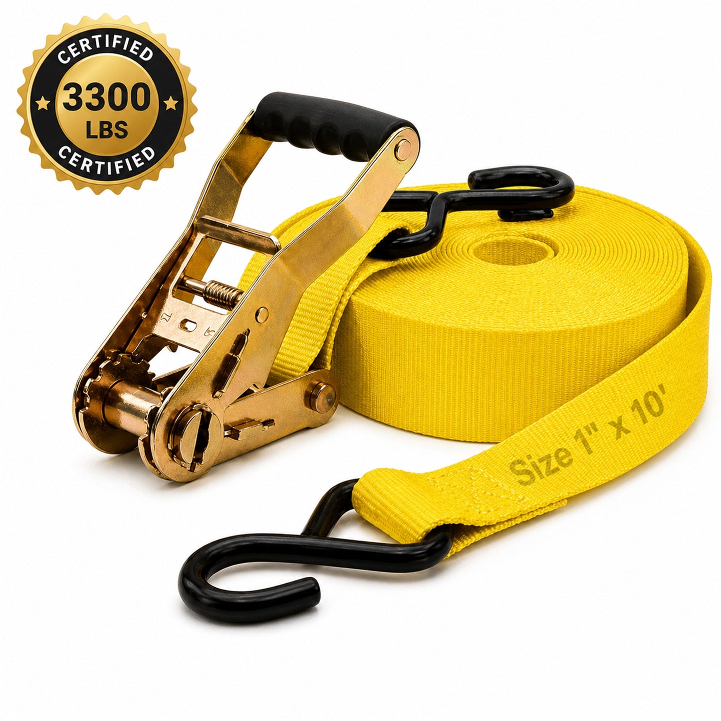 25mm x 10 Ft Heavy Duty Ratchet Tie Down Straps with S Hooks