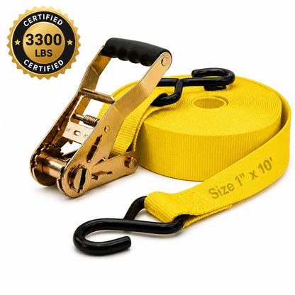 25mm x 10 Ft Heavy Duty Ratchet Tie Down Straps with S Hooks