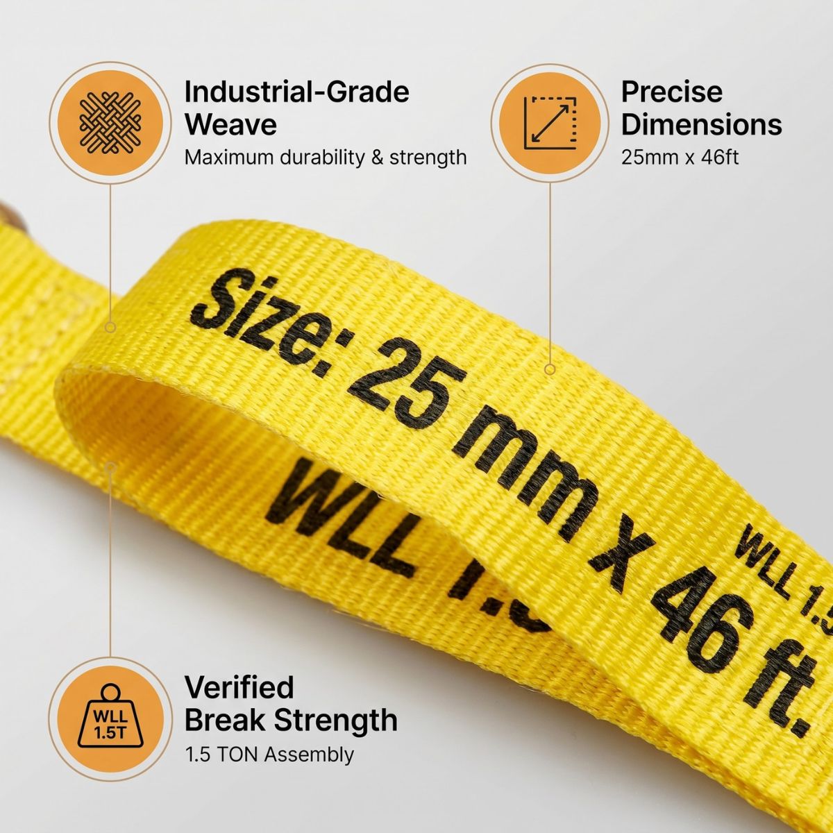 25mm x 46 Ft Heavy Duty Ratchet Straps with J Hooks